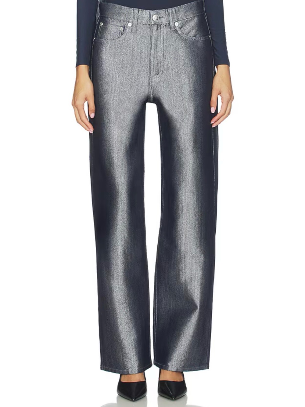 rag & bone Logan Wide Jeans in Indgo Lurex